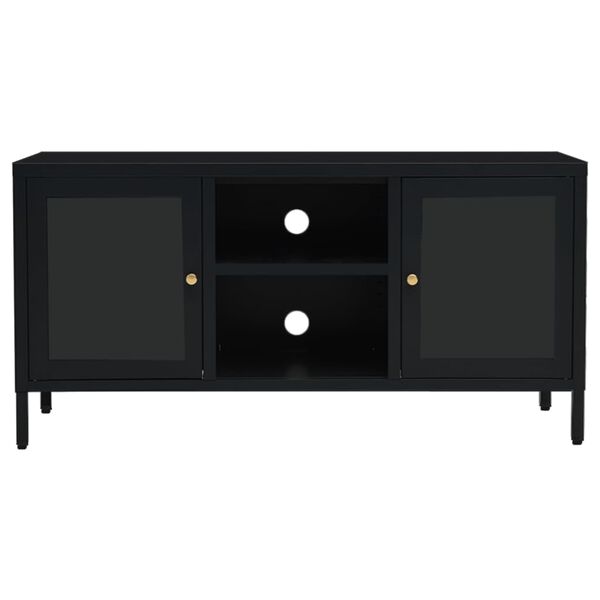 vidaXL TV Cabinet Black 105x35x52 cm Steel and Glass