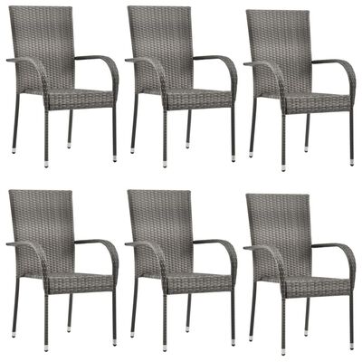 vidaXL Stackable Outdoor Chairs 6 pcs Grey Poly Rattan