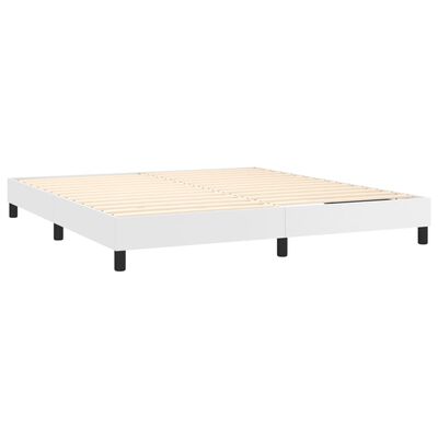 vidaXL Box Spring Bed Frame White 193x203 cm King Faux Leather