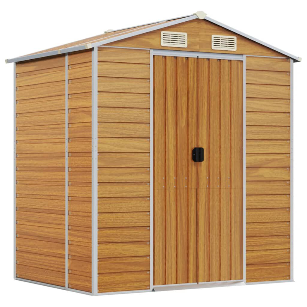 vidaXL Garden Shed Light Brown 191x130x198 cm Galvanised Steel