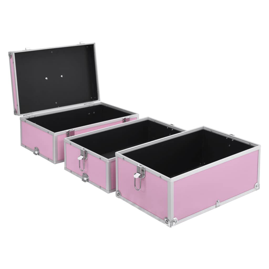 vidaXL Make-up Case 37x24x40 cm Pink Aluminium