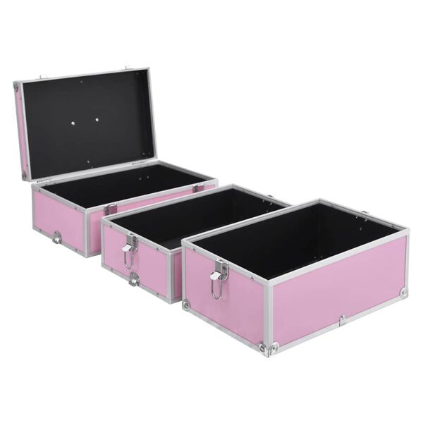 vidaXL Make-up Case 37x24x40 cm Pink Aluminium
