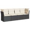 vidaXL 4 Piece Garden Sofa Set with Cushions Black Poly Rattan