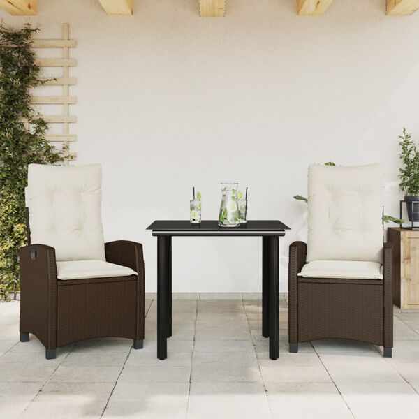 vidaXL 5 Piece Garden Dining Set with Cushions Brown Poly Rattan