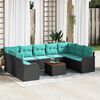 vidaXL Garden Sofa Set 10 pcs Black and turquoise