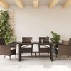 vidaXL Garden Table with Glass Top Brown 190x80x74 cm Poly Rattan