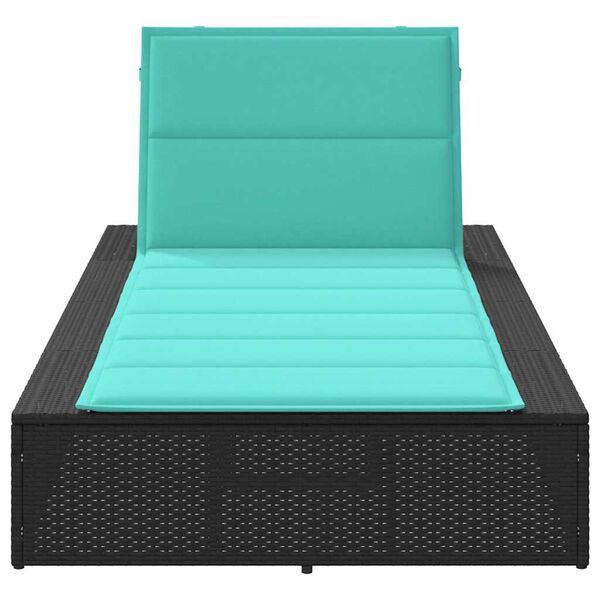 vidaXL Sunbed with Floating Cushion Black Poly Rattan