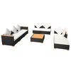 vidaXL 8 Piece Garden Lounge Set with Cushions Poly Rattan Black
