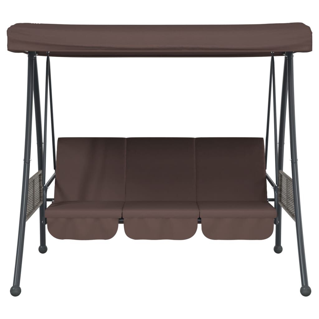 vidaXL Garden Swing Bench with Adjustable Canopy Coffee Brown Steel
