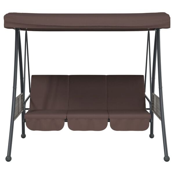 vidaXL Garden Swing Bench with Adjustable Canopy Coffee Brown Steel