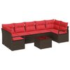vidaXL Sofa Set 8 pcs Brown and Red Poly Rattan