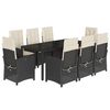 vidaXL 9 Piece Garden Dining Set with Cushions Black Poly Rattan