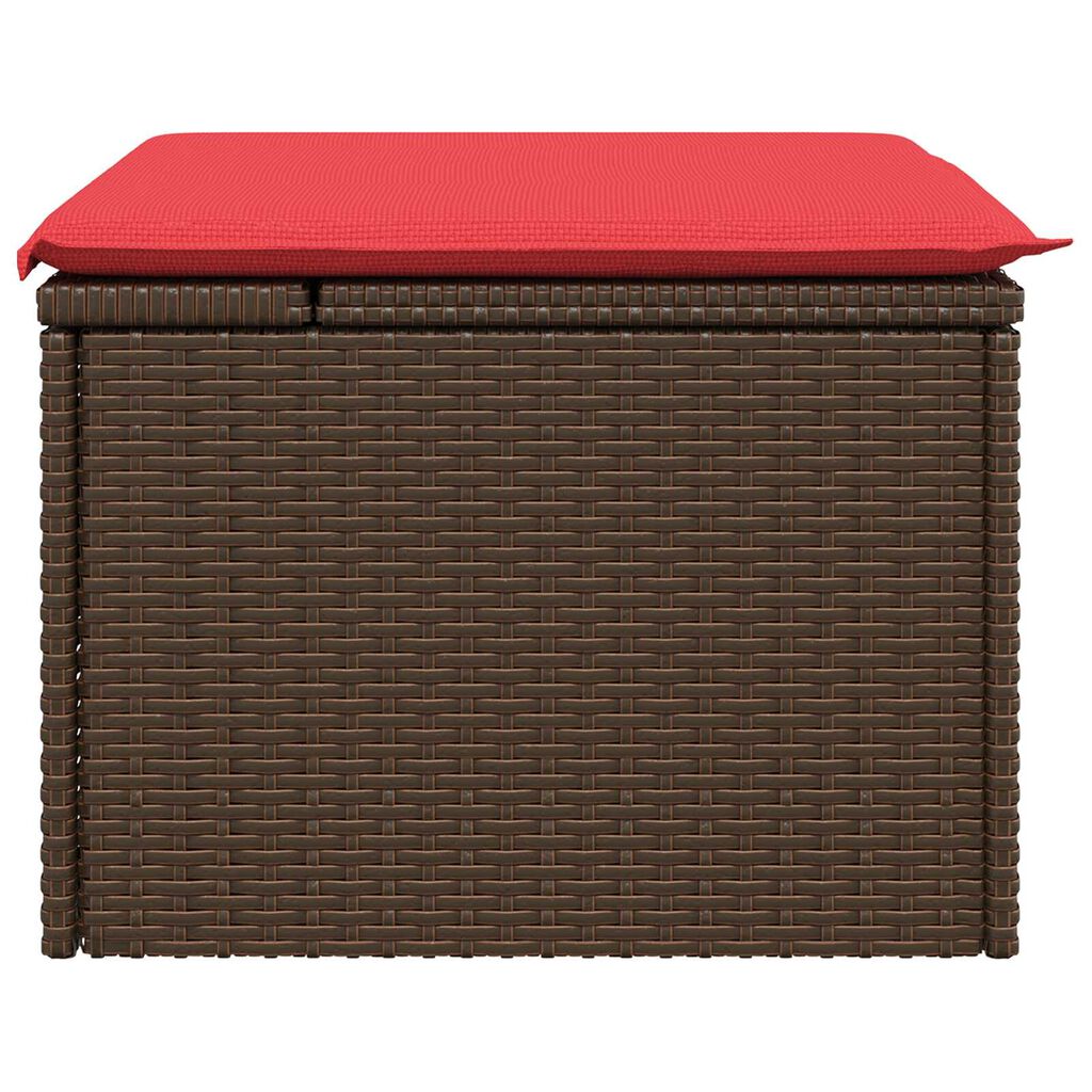 vidaXL Garden Stool with Cushion Brown 55x55x37 cm Poly Rattan