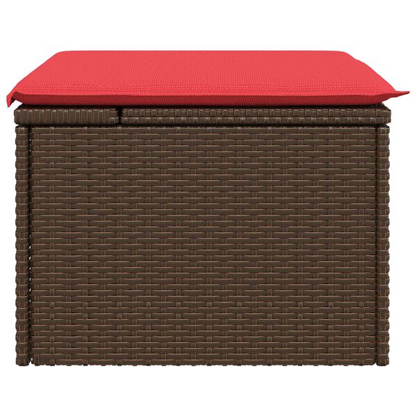 vidaXL Garden Stool with Cushion Brown 55x55x37 cm Poly Rattan