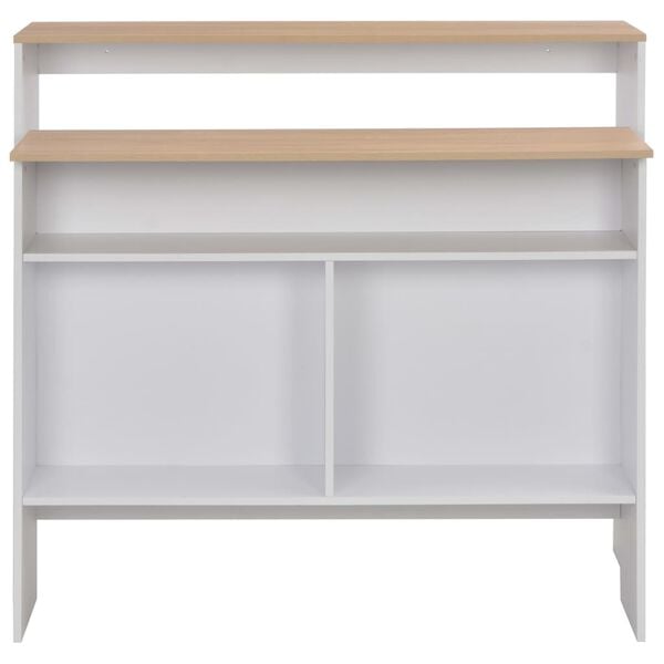 vidaXL Bar Table with 2 Table Tops White and Oak 130x40x120 cm