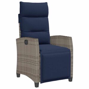vidaXL Reclining Garden Chair with Side Table Grey Poly Rattan