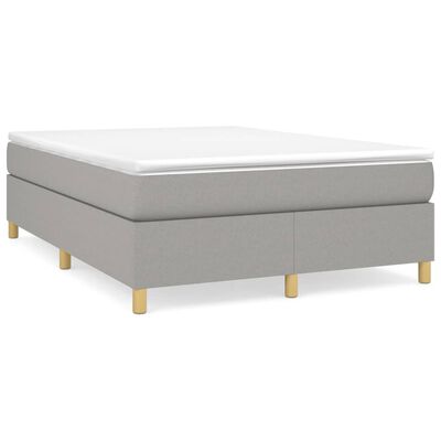 vidaXL Box Spring Bed Frame Light Grey 137x190 cm Full Fabric