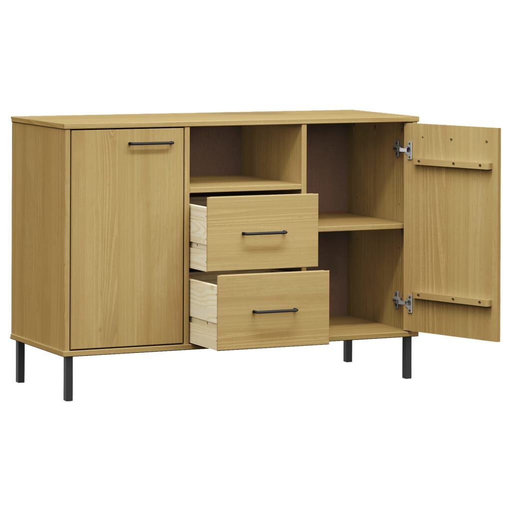 vidaXL Sideboard with Metal Legs Brown 113x40x77 cm Solid Wood OSLO