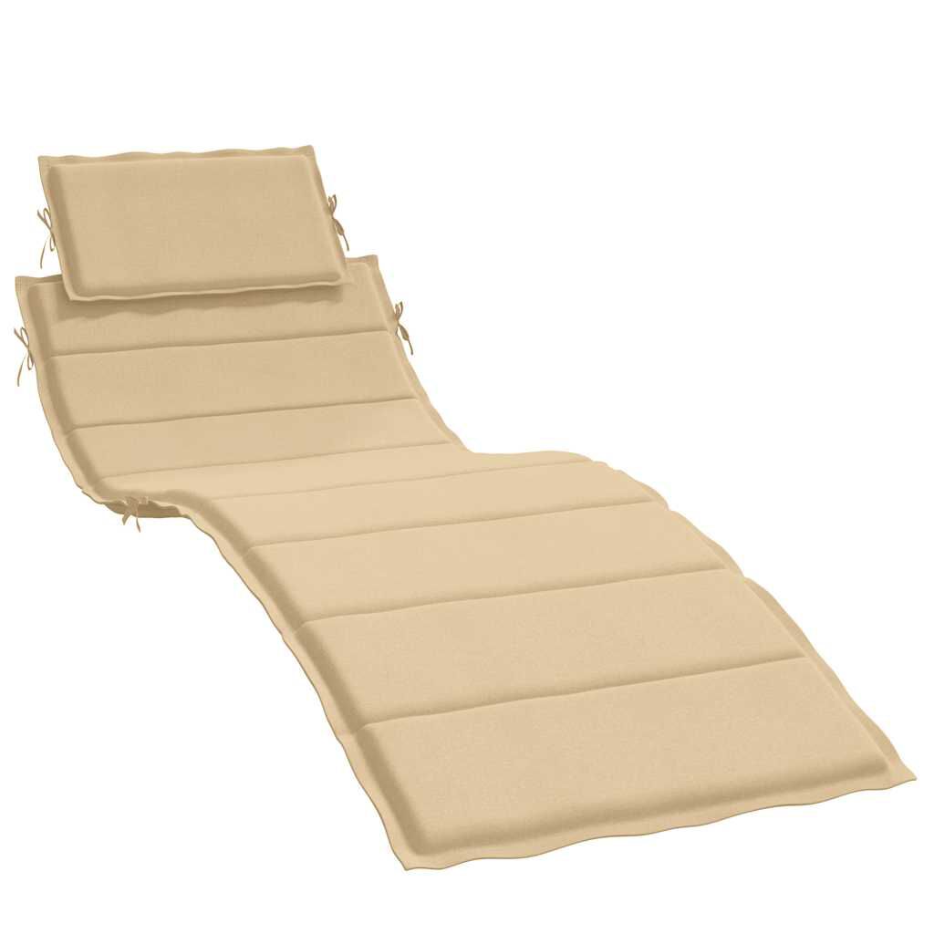 vidaXL Sun Lounger Cushion Melange Beige 186x58x4 cm Fabric
