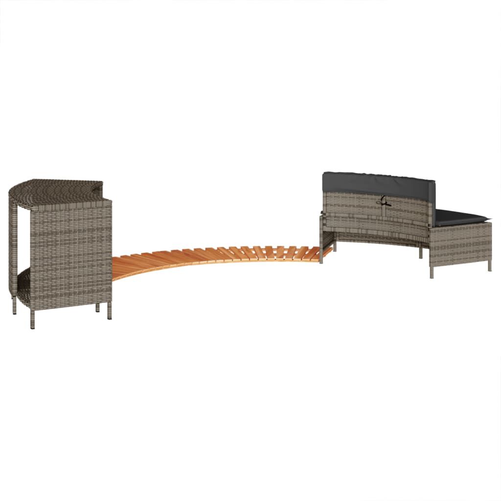 vidaXL Hot Tub Surround Grey Poly Rattan and Solid Wood Acacia