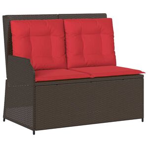 vidaXL Garden Bench with Cushion Brown Poly rattan