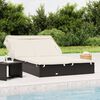 vidaXL 2-Person Sunbed with Foldable Roof Black 213x118x97 cm Poly Rattan