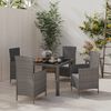 vidaXL 5 Piece Outdoor Dining Set with Cushions Poly Rattan Grey