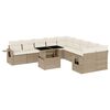vidaXL 11 Piece Garden Sofa Set with Cushions Beige Poly Rattan