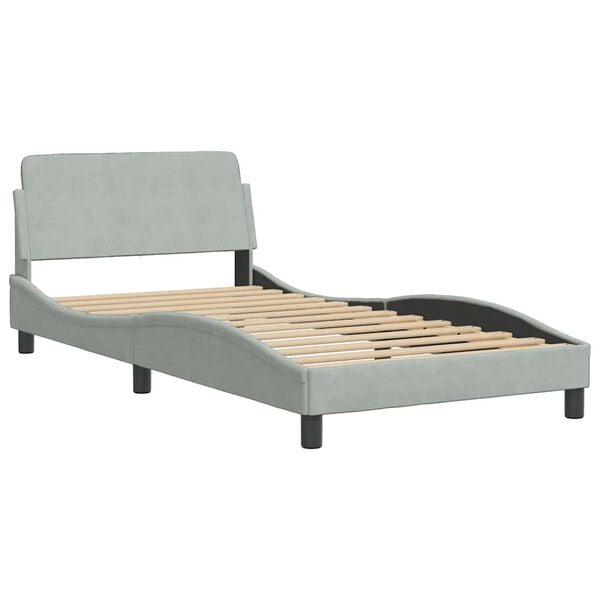 vidaXL Bed Frame "Dover" Light Grey 100x190 cm Velvet