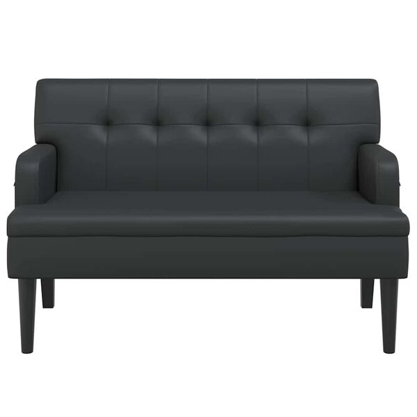 vidaXL Bench with Backrest Black 112x65.5x75 cm Faux Leather