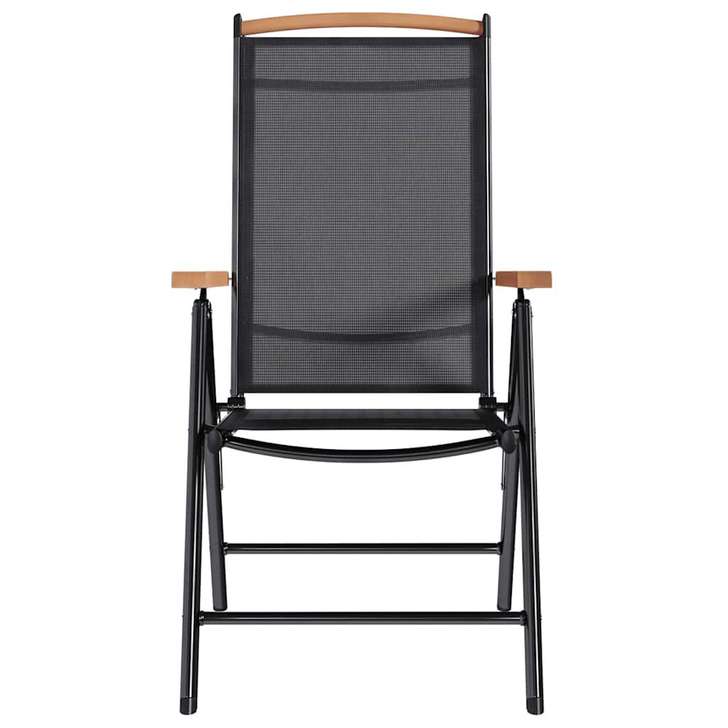 vidaXL Folding Garden Chairs 2 pcs Aluminium and Textilene Black