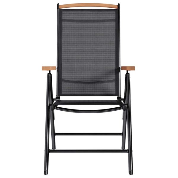 vidaXL Folding Garden Chairs 2 pcs Aluminium and Textilene Black