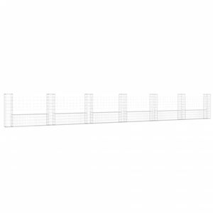 vidaXL U-shape Gabion Basket with 7 Posts Iron 740x20x100 cm