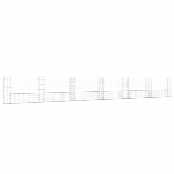 vidaXL U-shape Gabion Basket with 7 Posts Iron 740x20x100 cm