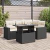 vidaXL 5 Piece Garden Sofa Set with Cushions Black Poly Rattan