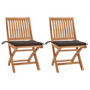 vidaXL Garden Chairs 2 pcs with Taupe Cushions Solid Teak Wood
