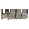 vidaXL 9 Piece Garden Dining Set with Cushions Grey Poly Rattan