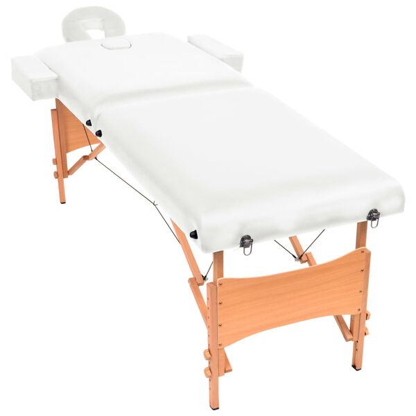 vidaXL 2-Zone Folding Massage Table 10 cm Thick White