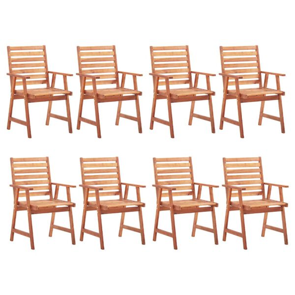vidaXL Outdoor Dining Chairs 8 pcs with Cushions Solid Acacia Wood