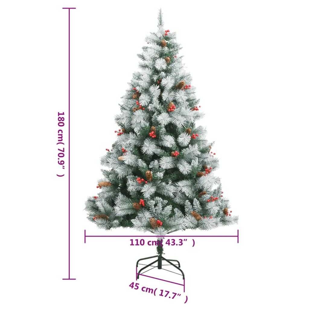 vidaXL Artificial Hinged Christmas Tree 300 LEDs 180 cm