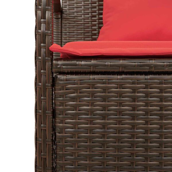 vidaXL Garden Storage Bench with Cushion Brown Poly Rattan