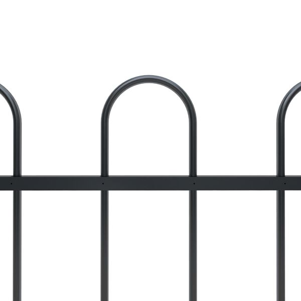 vidaXL Garden Fence with Hoop Top Steel 1070x120 cm Black
