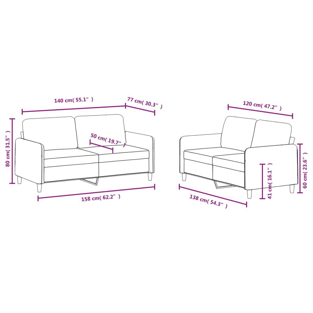 vidaXL 2 Piece Sofa Set Black Velvet