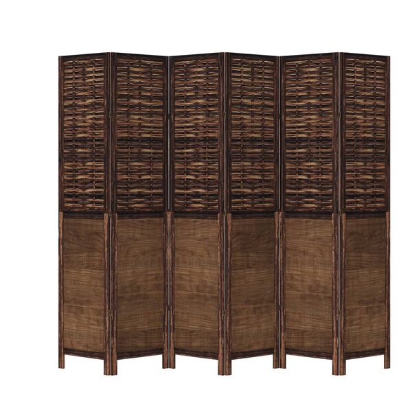 vidaXL Room Divider 6 Panels Dark Brown Solid Wood Paulownia