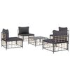 vidaXL 5 Piece Garden Lounge Set with Cushions Anthracite Poly Rattan