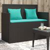 vidaXL Garden Bench with Cushions Black Poly Rattan