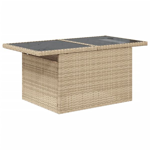 vidaXL 7 Piece Garden Sofa Set with Cushions Beige Poly Rattan
