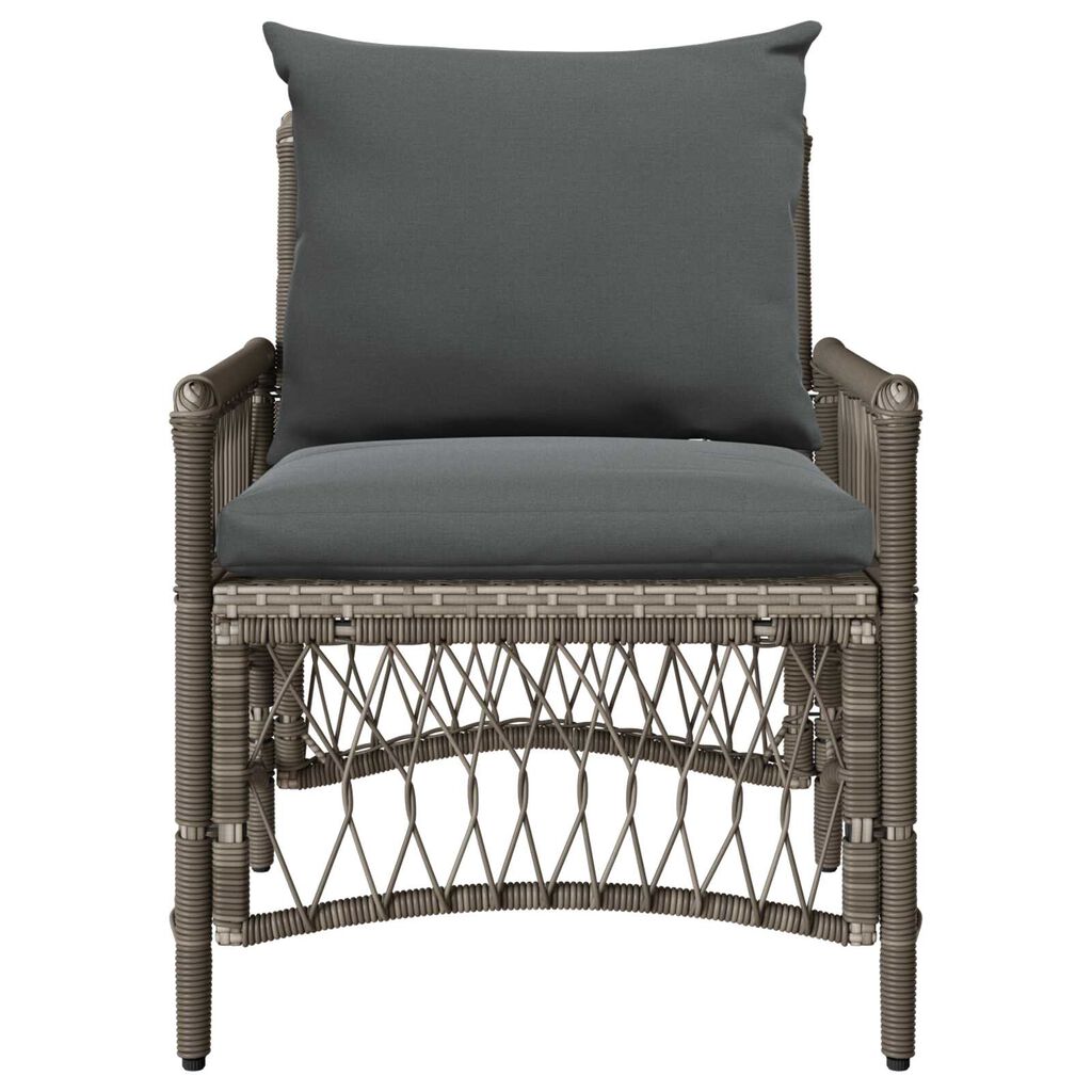 vidaXL Garden Chair with Cushions Grey Poly Rattan