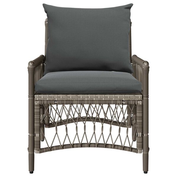 vidaXL Garden Chair with Cushions Grey Poly Rattan