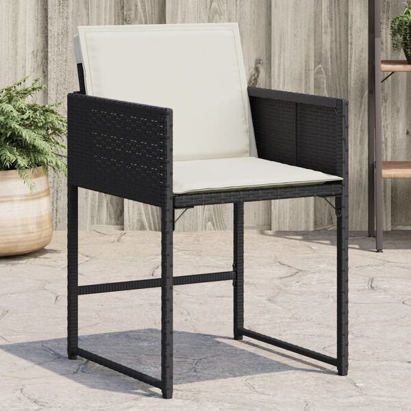 vidaXL Garden Chairs with Cushions 4 pcs Black Poly Rattan
